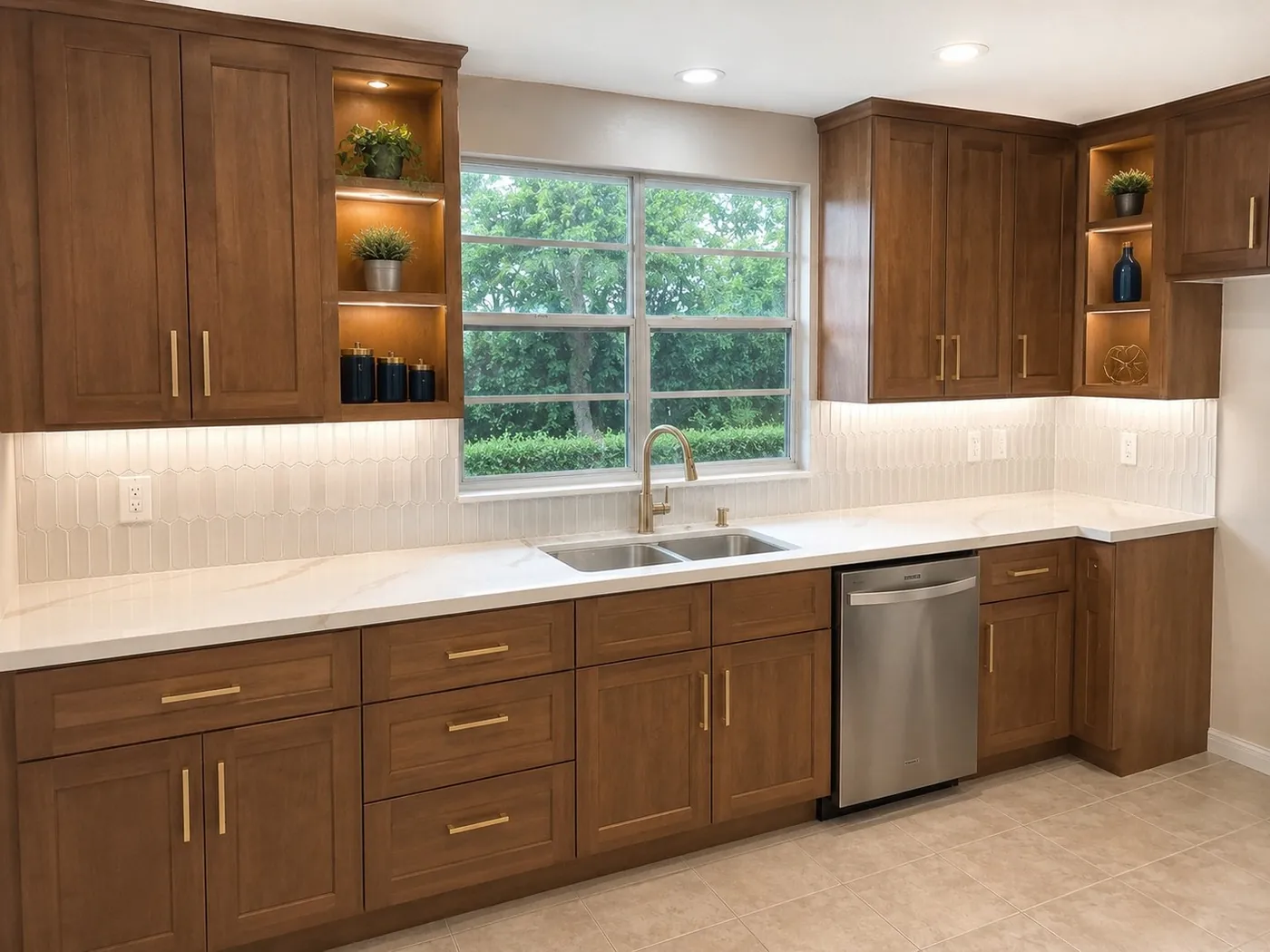Custom walnut kitchen cabinetry finished by the VNX carpentry crew
