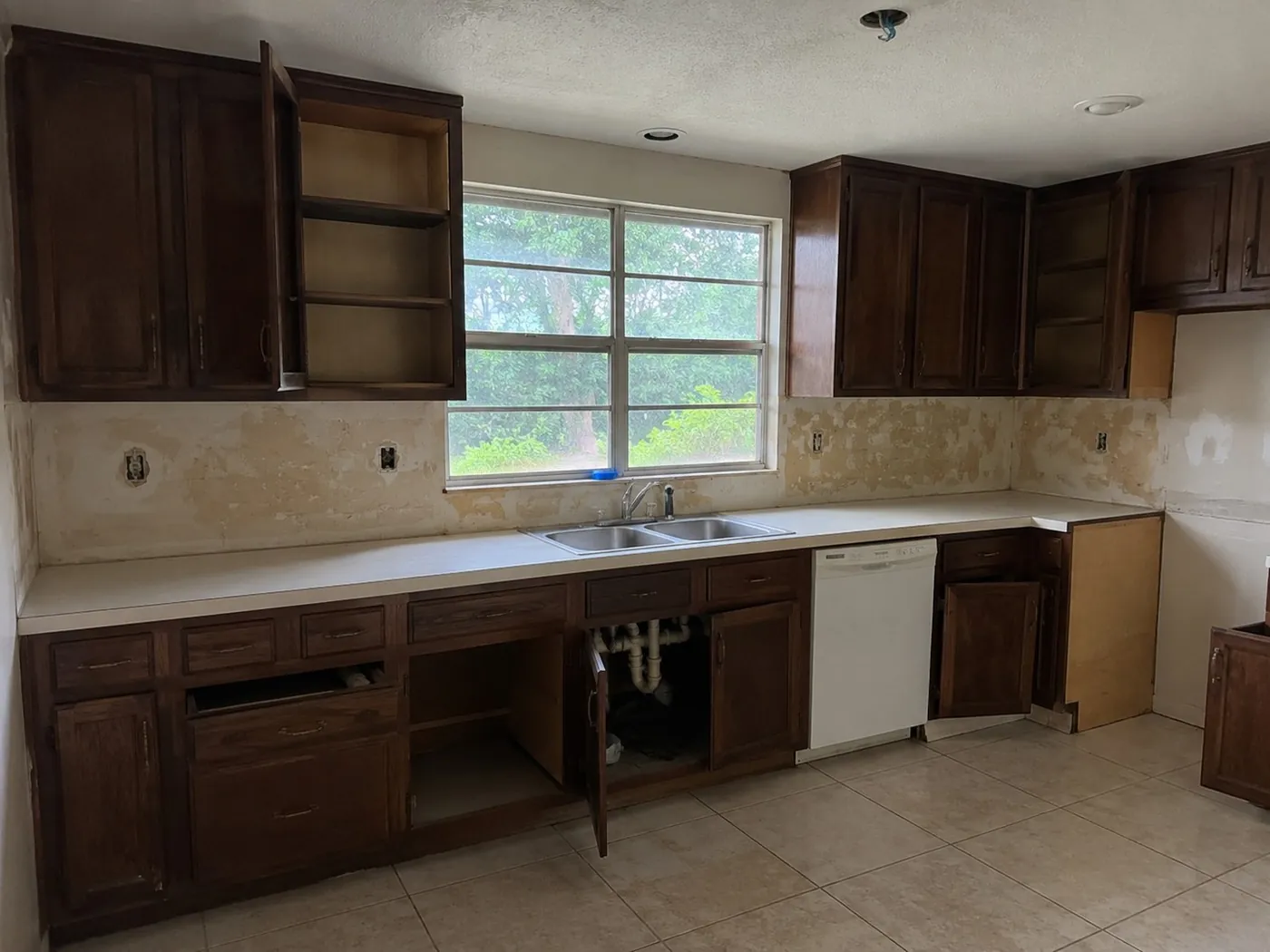 Kitchen stripped back during a controlled demolition